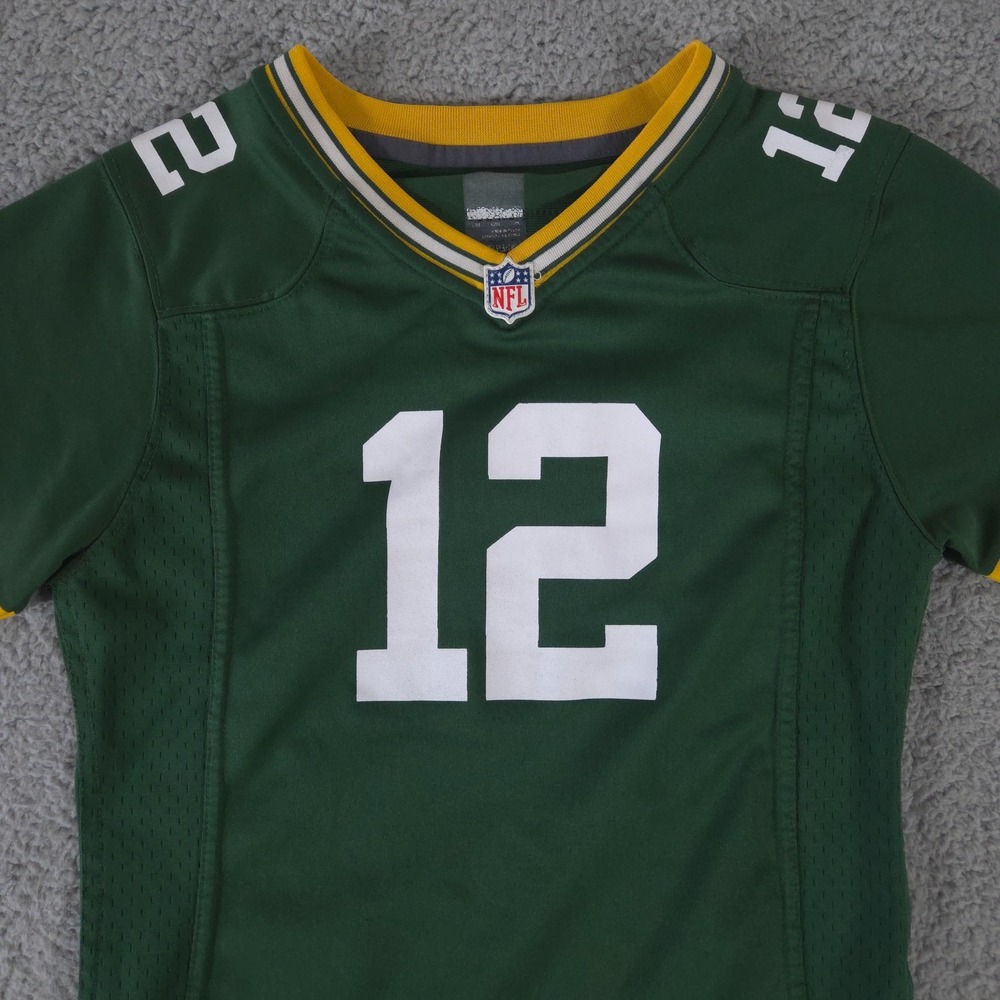Nike Green Bay Packers Jersey Boys XL On Field NFL Aaron Rodgers #12 Football
